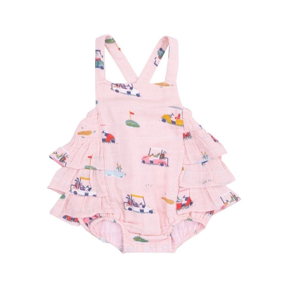 Angel Dear Baby Girl Golf Cart Cuties Ruffle Sunsuit Cotton Muslin 18-24M NWT